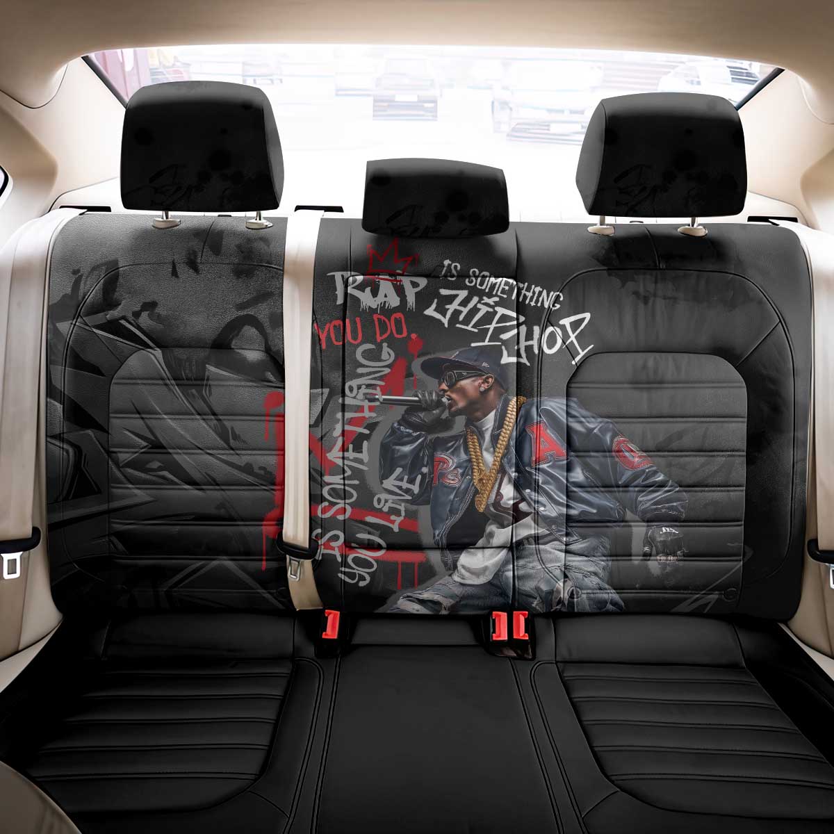 Rap Star Streetwear Back Car Seat Cover with Graffiti Lettering and Hip Hop - Wonder Print Shop