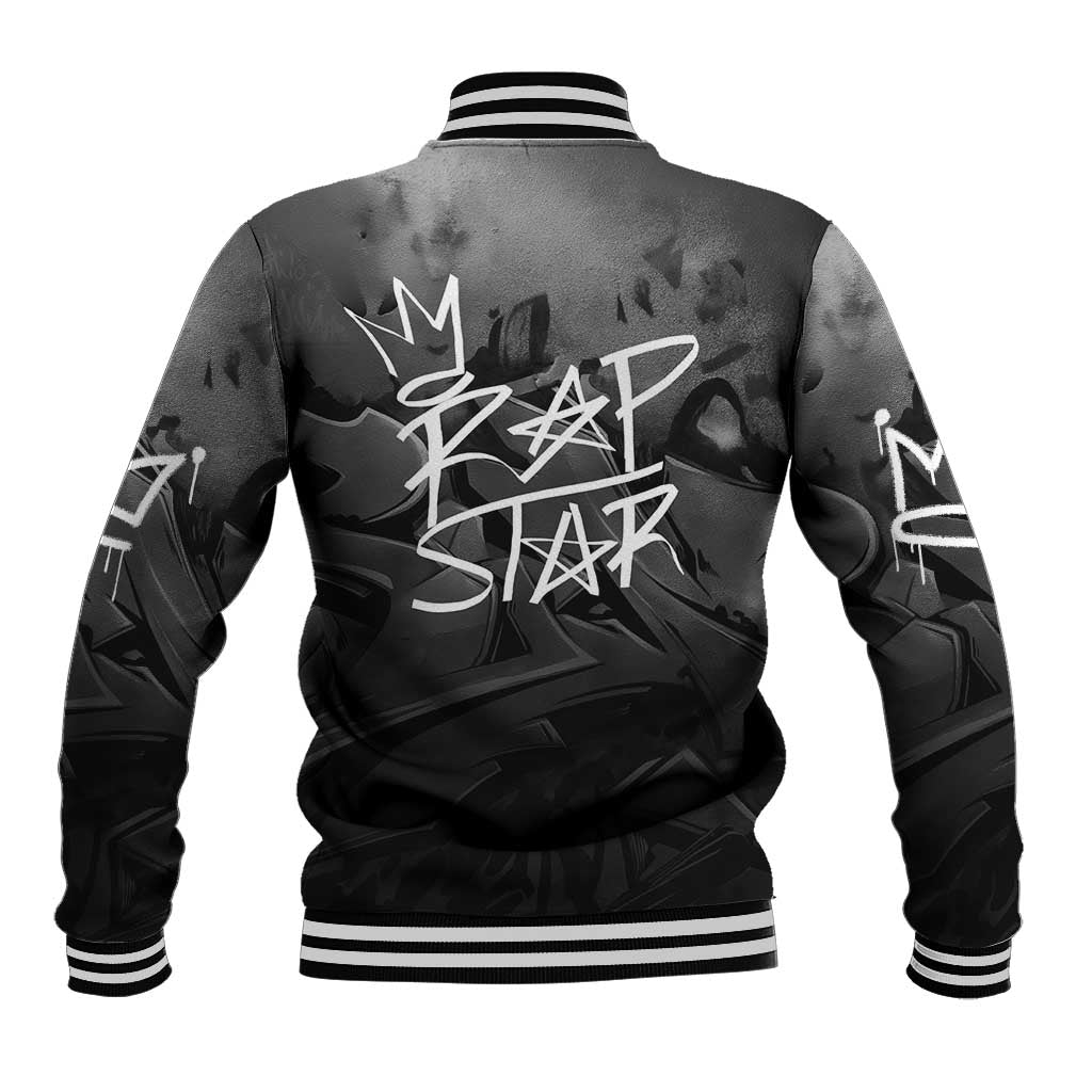 Rap Star Streetwear Baseball Jacket with Graffiti Lettering and Hip Hop - Wonder Print Shop