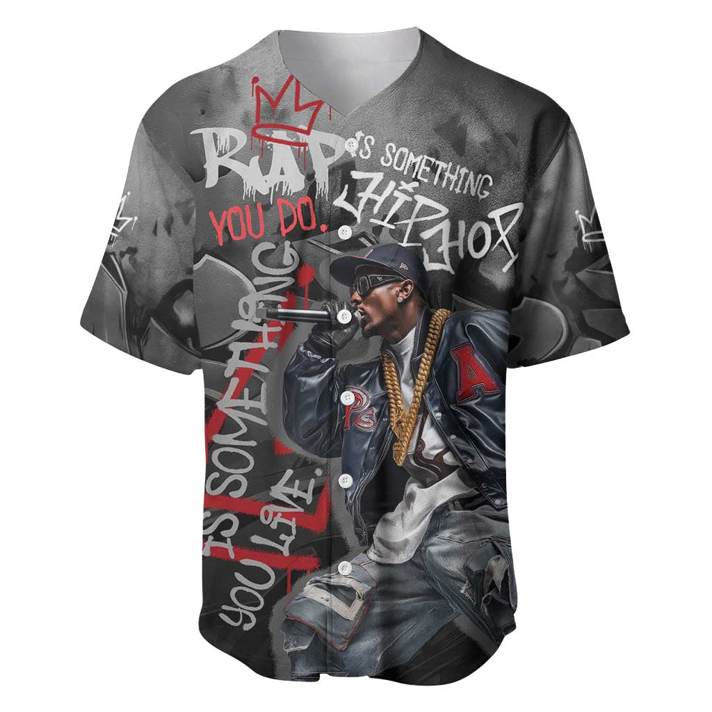 Rap Star Streetwear Baseball Jersey with Graffiti Lettering and Hip Hop - Wonder Print Shop