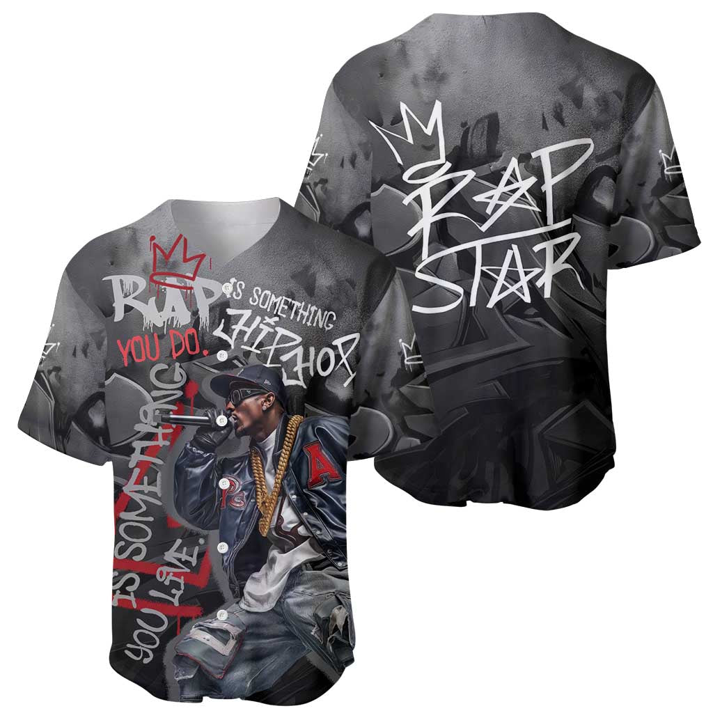 Rap Star Streetwear Baseball Jersey with Graffiti Lettering and Hip Hop - Wonder Print Shop