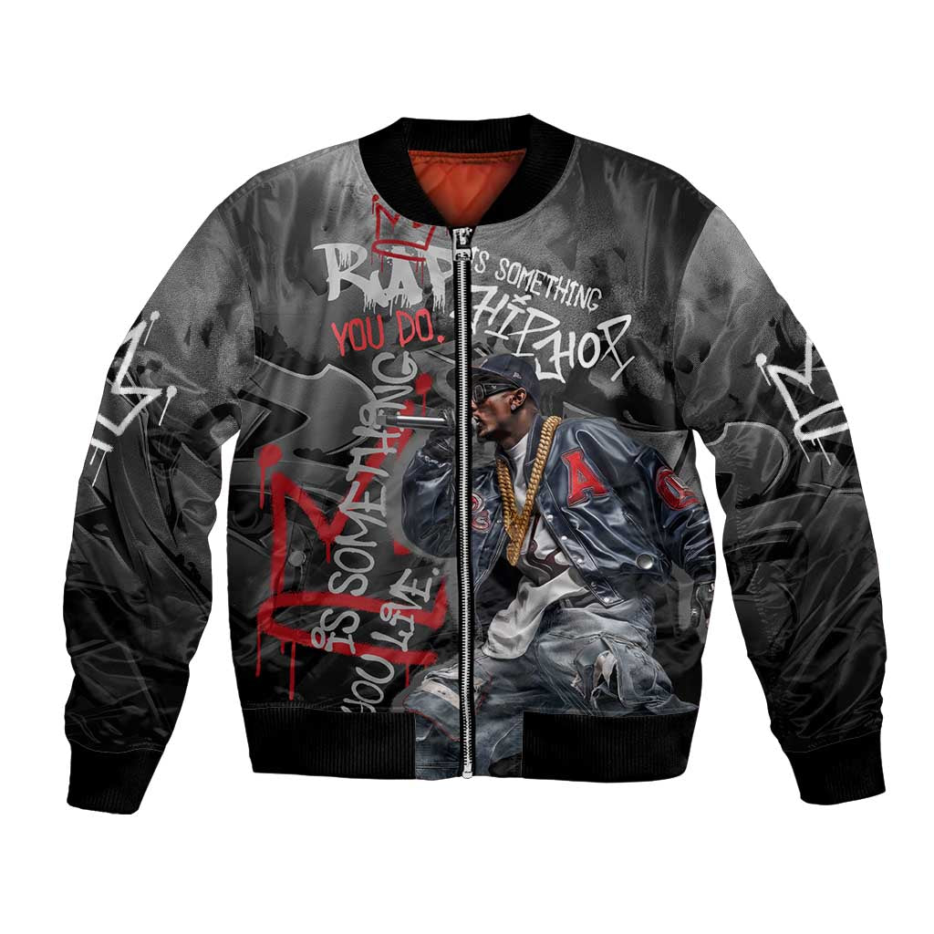 Rap Star Streetwear Bomber Jacket with Graffiti Lettering and Hip Hop - Wonder Print Shop