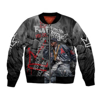 Rap Star Streetwear Bomber Jacket with Graffiti Lettering and Hip Hop - Wonder Print Shop