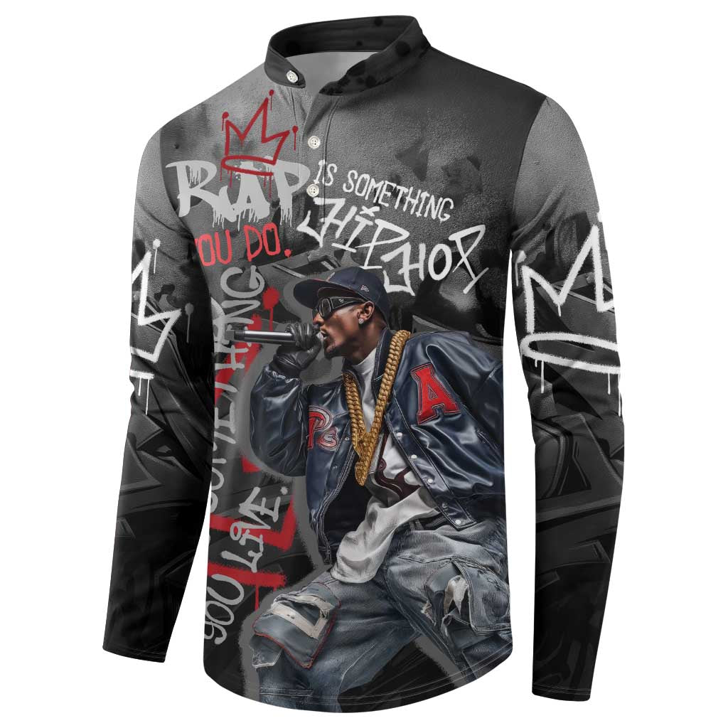 Rap Star Streetwear Button Sweatshirt with Graffiti Lettering and Hip Hop - Wonder Print Shop