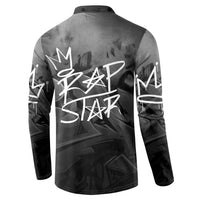 Rap Star Streetwear Button Sweatshirt with Graffiti Lettering and Hip Hop - Wonder Print Shop