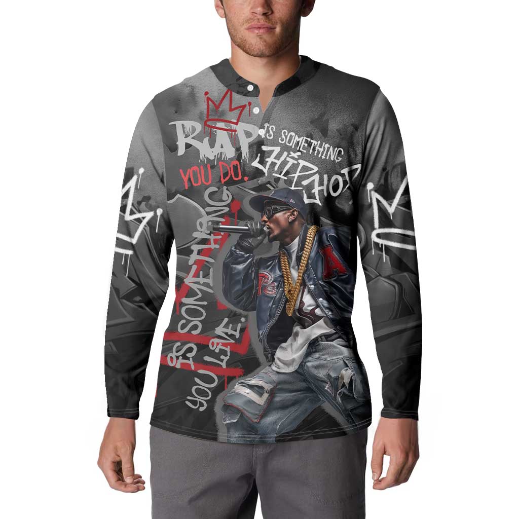 Rap Star Streetwear Button Sweatshirt with Graffiti Lettering and Hip Hop - Wonder Print Shop