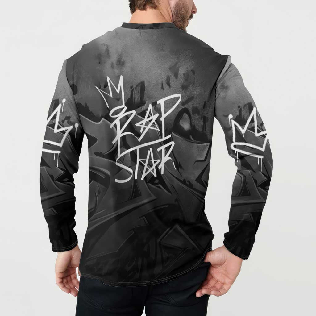 Rap Star Streetwear Button Sweatshirt with Graffiti Lettering and Hip Hop - Wonder Print Shop