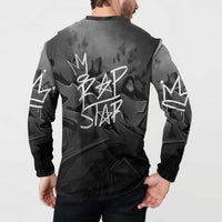 Rap Star Streetwear Button Sweatshirt with Graffiti Lettering and Hip Hop - Wonder Print Shop