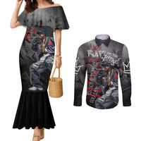 Rap Star Streetwear Couples Matching Mermaid Dress and Long Sleeve Button Shirt with Graffiti Lettering and Hip Hop - Wonder Print Shop