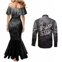 Rap Star Streetwear Couples Matching Mermaid Dress and Long Sleeve Button Shirt with Graffiti Lettering and Hip Hop - Wonder Print Shop