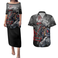 Rap Star Streetwear Couples Matching Puletasi and Hawaiian Shirt with Graffiti Lettering and Hip Hop - Wonder Print Shop