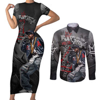 Rap Star Streetwear Couples Matching Short Sleeve Bodycon Dress and Long Sleeve Button Shirt with Graffiti Lettering and Hip Hop - Wonder Print Shop