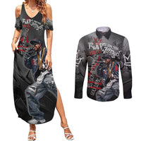 Rap Star Streetwear Couples Matching Summer Maxi Dress and Long Sleeve Button Shirt with Graffiti Lettering and Hip Hop - Wonder Print Shop