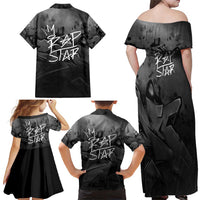 Rap Star Streetwear Family Matching Off Shoulder Maxi Dress and Hawaiian Shirt with Graffiti Lettering and Hip Hop - Wonder Print Shop