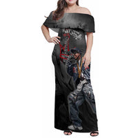 Rap Star Streetwear Family Matching Off Shoulder Maxi Dress and Hawaiian Shirt with Graffiti Lettering and Hip Hop - Wonder Print Shop