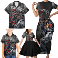 Rap Star Streetwear Family Matching Short Sleeve Bodycon Dress and Hawaiian Shirt with Graffiti Lettering and Hip Hop - Wonder Print Shop