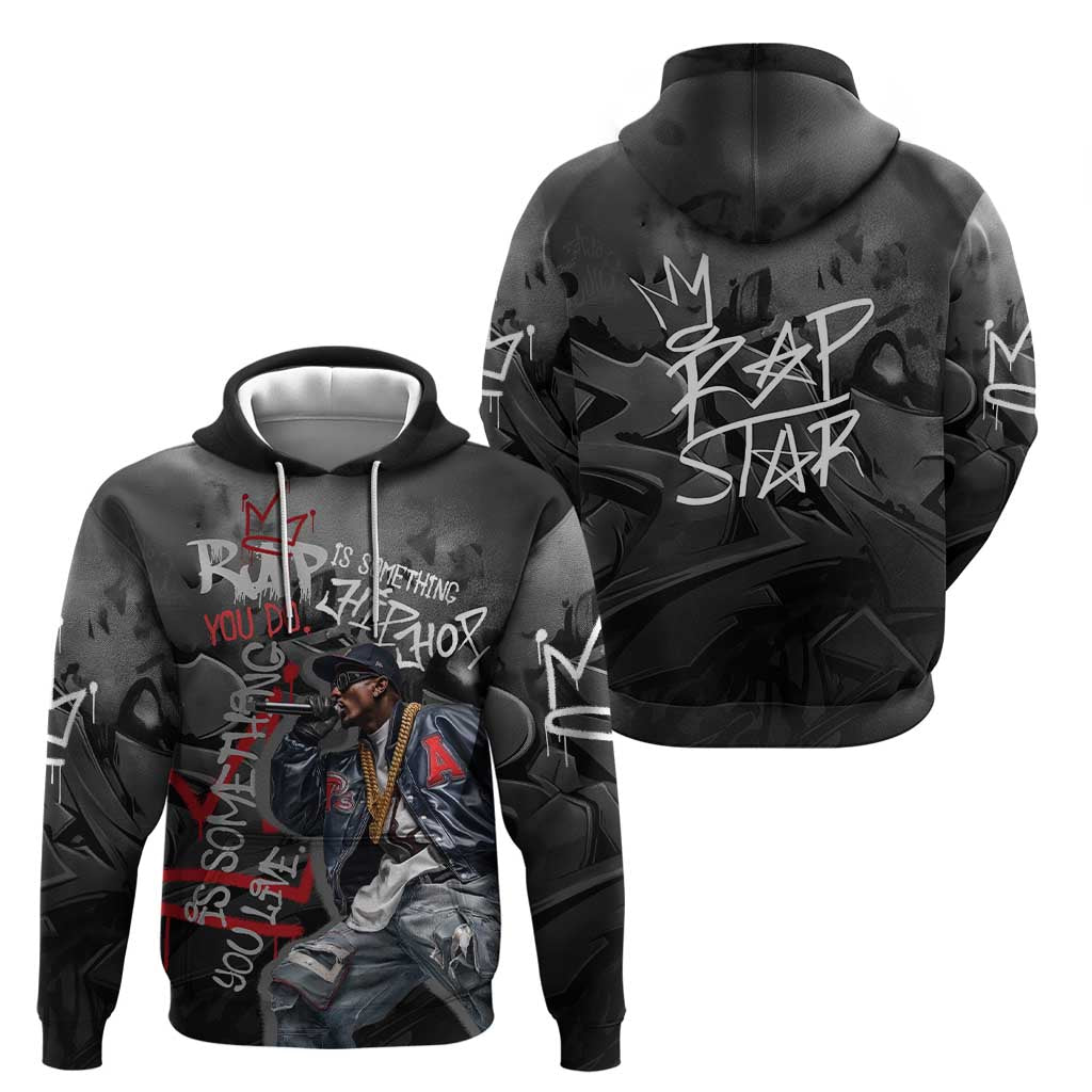Rap Star Streetwear Hoodie with Graffiti Lettering and Hip Hop - Wonder Print Shop