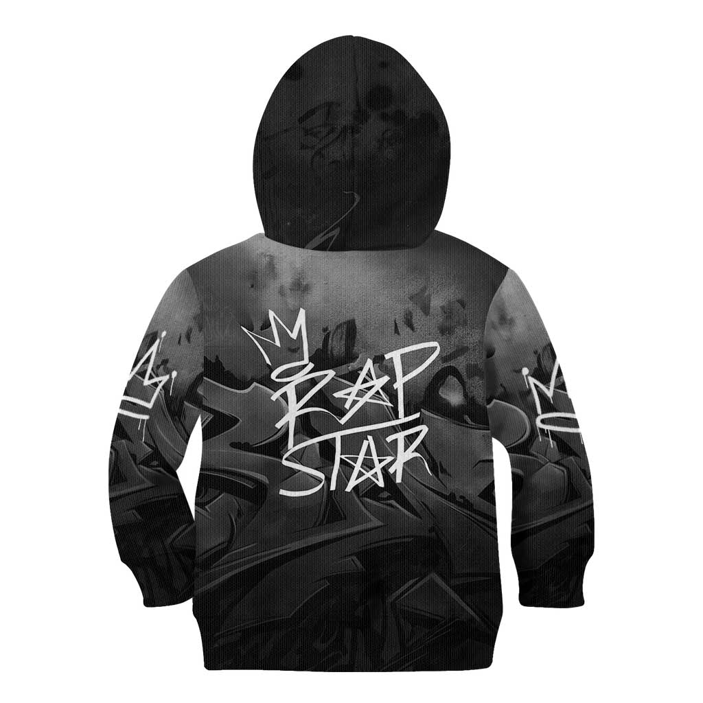 Rap Star Streetwear Kid Hoodie with Graffiti Lettering and Hip Hop - Wonder Print Shop