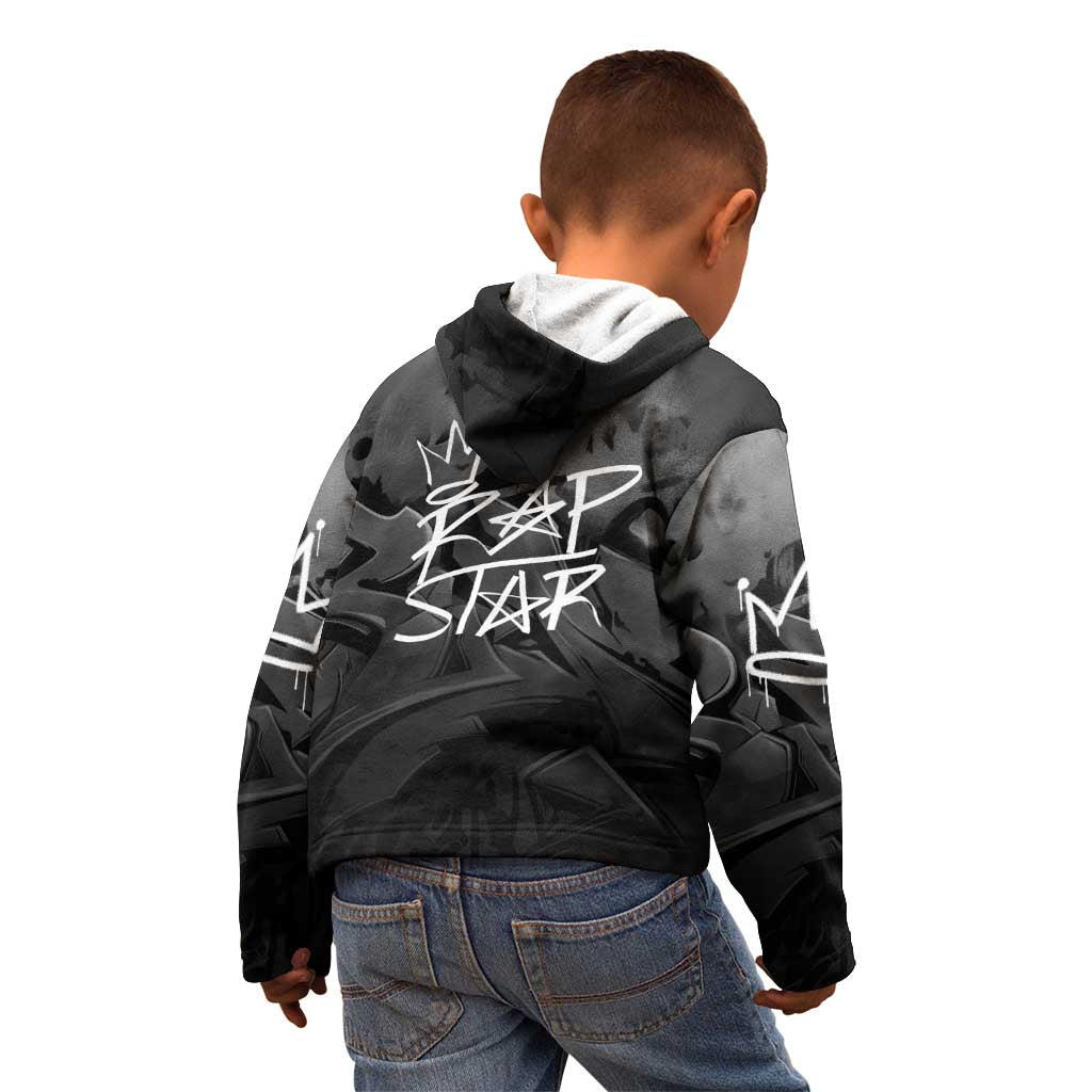 Rap Star Streetwear Kid Hoodie with Graffiti Lettering and Hip Hop - Wonder Print Shop