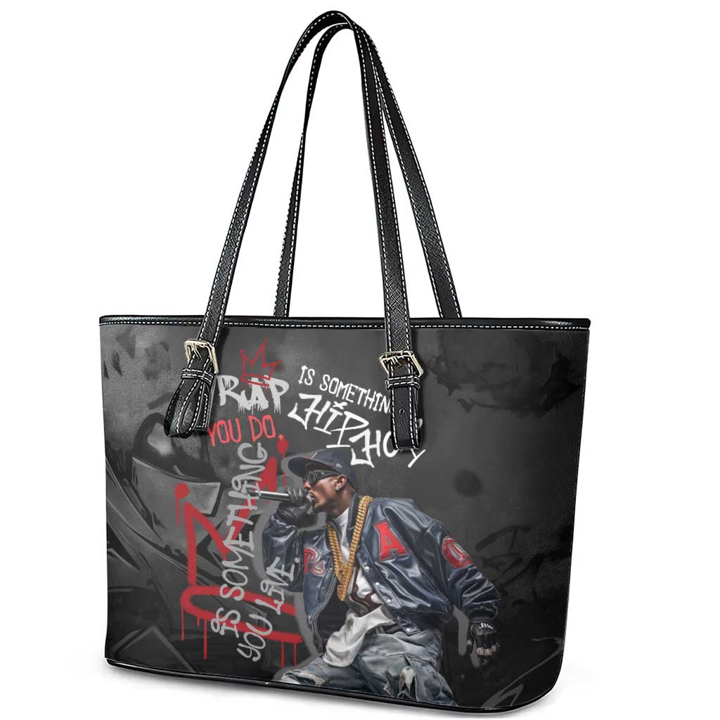 Rap Star Streetwear Leather Tote Bag with Graffiti Lettering and Hip Hop - Wonder Print Shop