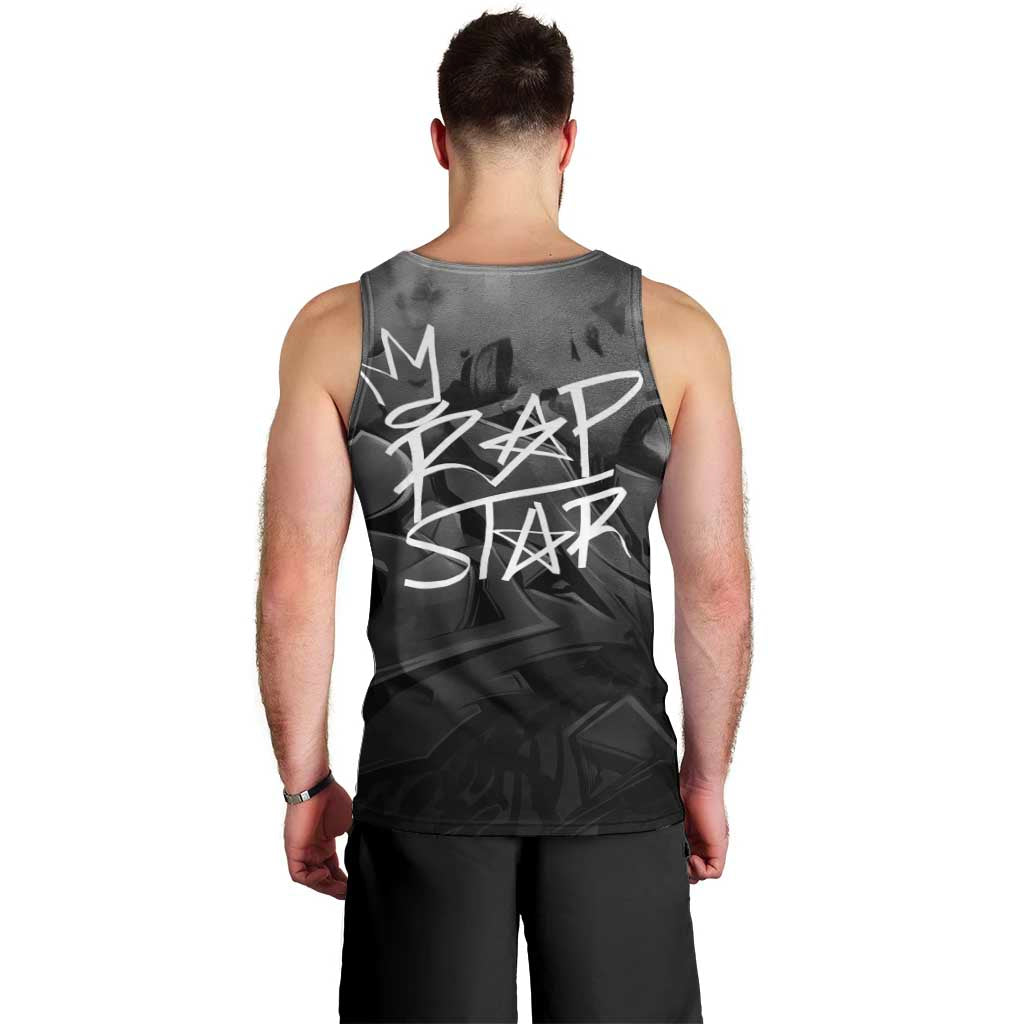 Rap Star Streetwear Men Tank Top with Graffiti Lettering and Hip Hop - Wonder Print Shop