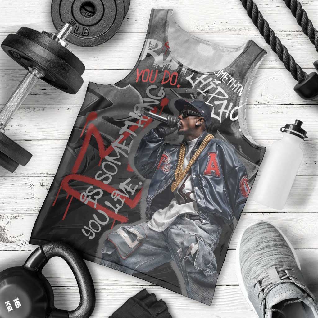 Rap Star Streetwear Men Tank Top with Graffiti Lettering and Hip Hop - Wonder Print Shop