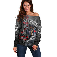 Rap Star Streetwear Off Shoulder Sweater with Graffiti Lettering and Hip Hop - Wonder Print Shop