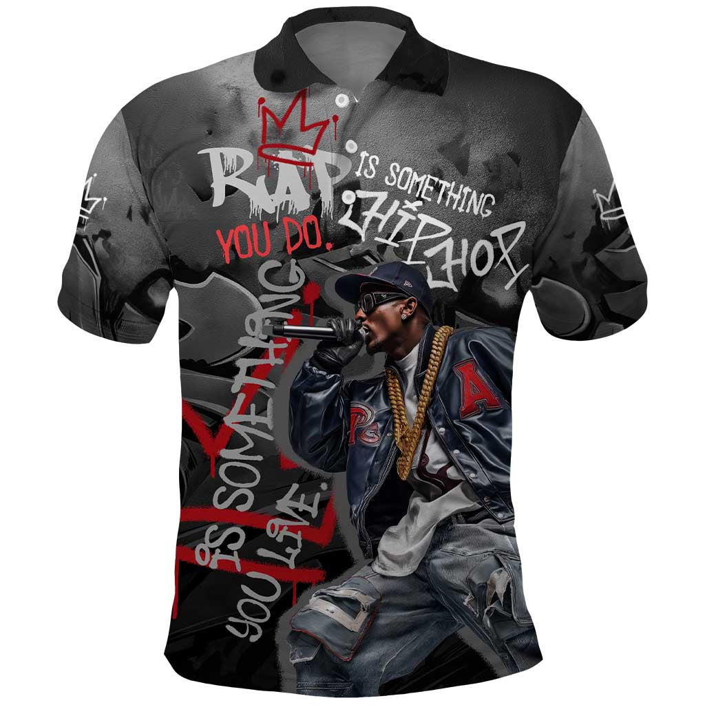 Rap Star Streetwear Polo Shirt with Graffiti Lettering and Hip Hop - Wonder Print Shop