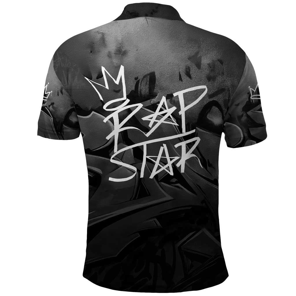 Rap Star Streetwear Polo Shirt with Graffiti Lettering and Hip Hop - Wonder Print Shop