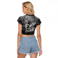 Rap Star Streetwear Raglan Cropped T Shirt with Graffiti Lettering and Hip Hop - Wonder Print Shop