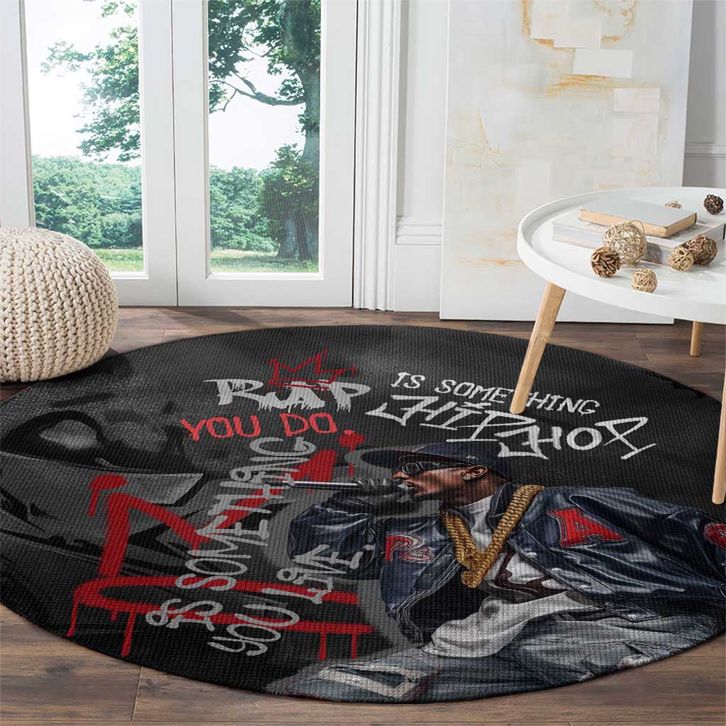 Rap Star Streetwear Round Carpet with Graffiti Lettering and Hip Hop - Wonder Print Shop
