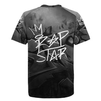 Rap Star Streetwear Rugby Jersey with Graffiti Lettering and Hip Hop - Wonder Print Shop
