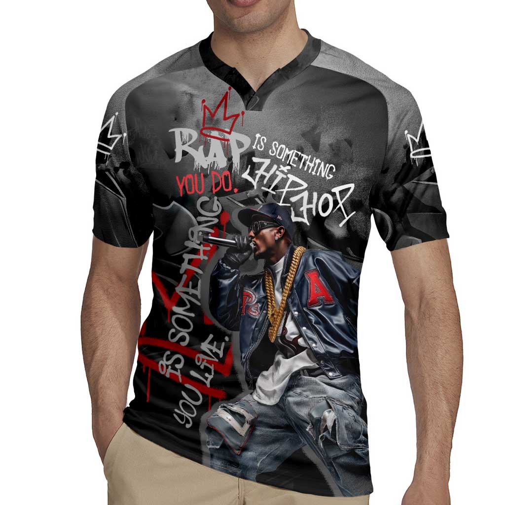 Rap Star Streetwear Rugby Jersey with Graffiti Lettering and Hip Hop - Wonder Print Shop