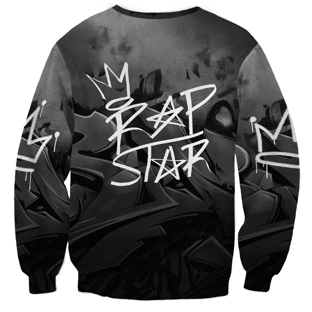 Rap Star Streetwear Sweatshirt with Graffiti Lettering and Hip Hop - Wonder Print Shop
