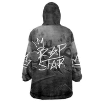 Rap Star Streetwear Wearable Blanket Hoodie with Graffiti Lettering and Hip Hop - Wonder Print Shop