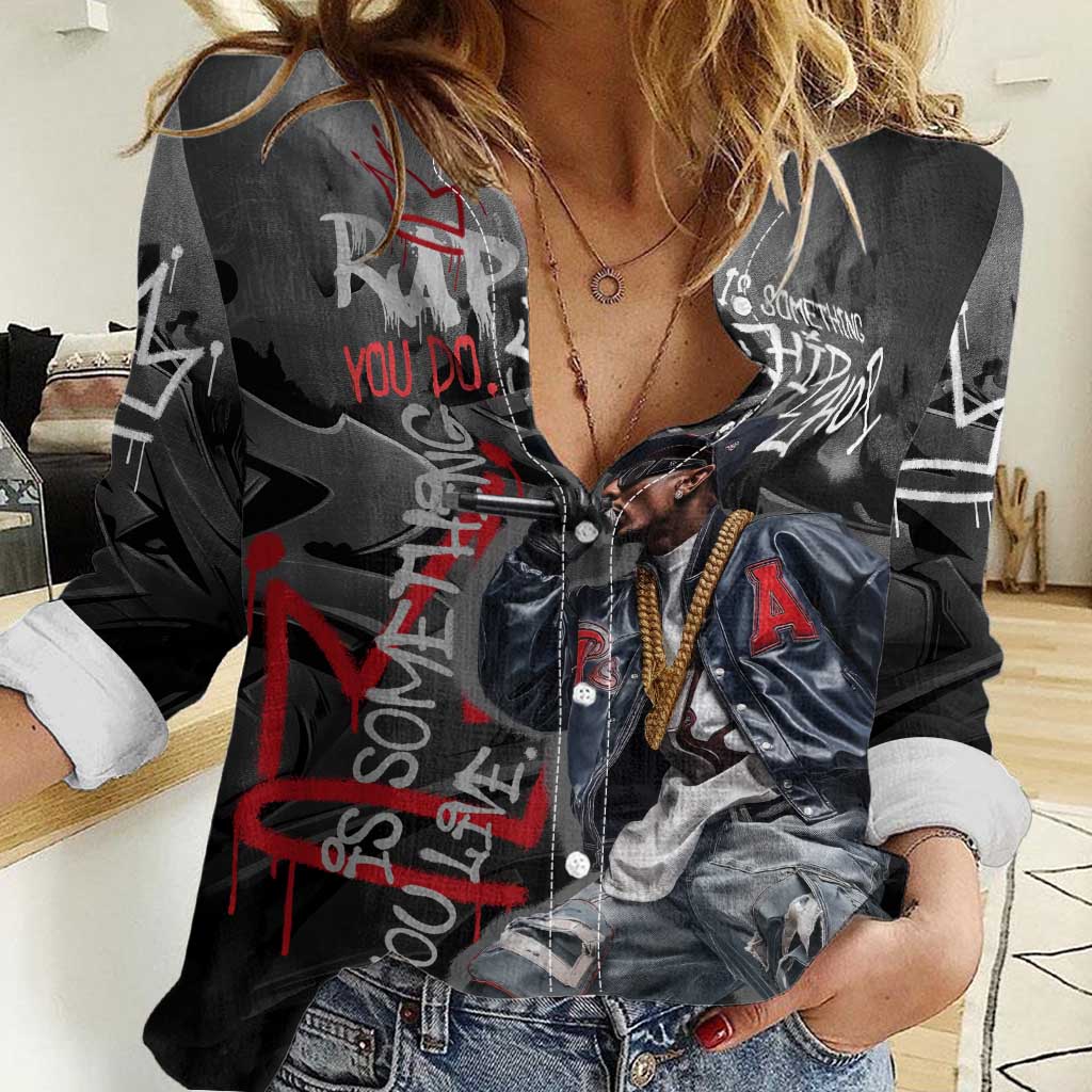 Rap Star Streetwear Women Casual Shirt with Graffiti Lettering and Hip Hop - Wonder Print Shop