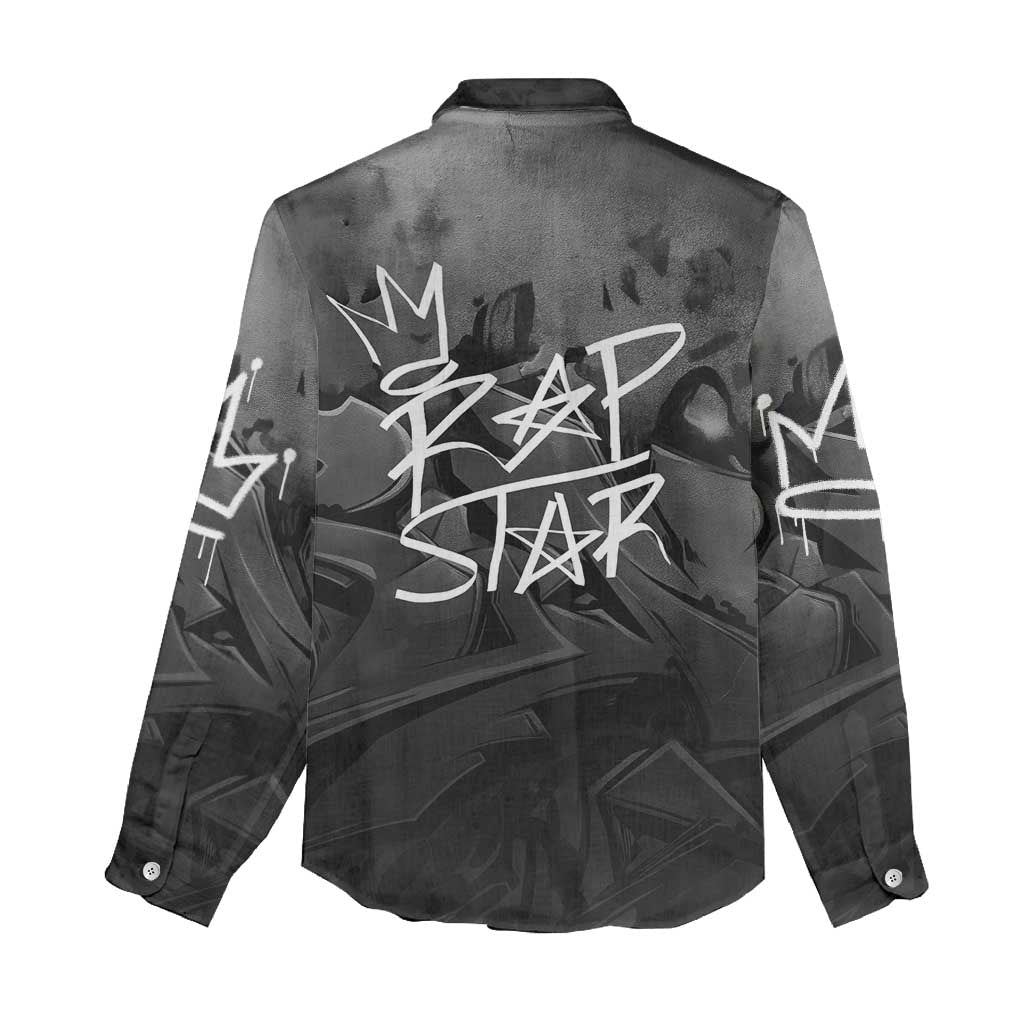 Rap Star Streetwear Women Casual Shirt with Graffiti Lettering and Hip Hop - Wonder Print Shop