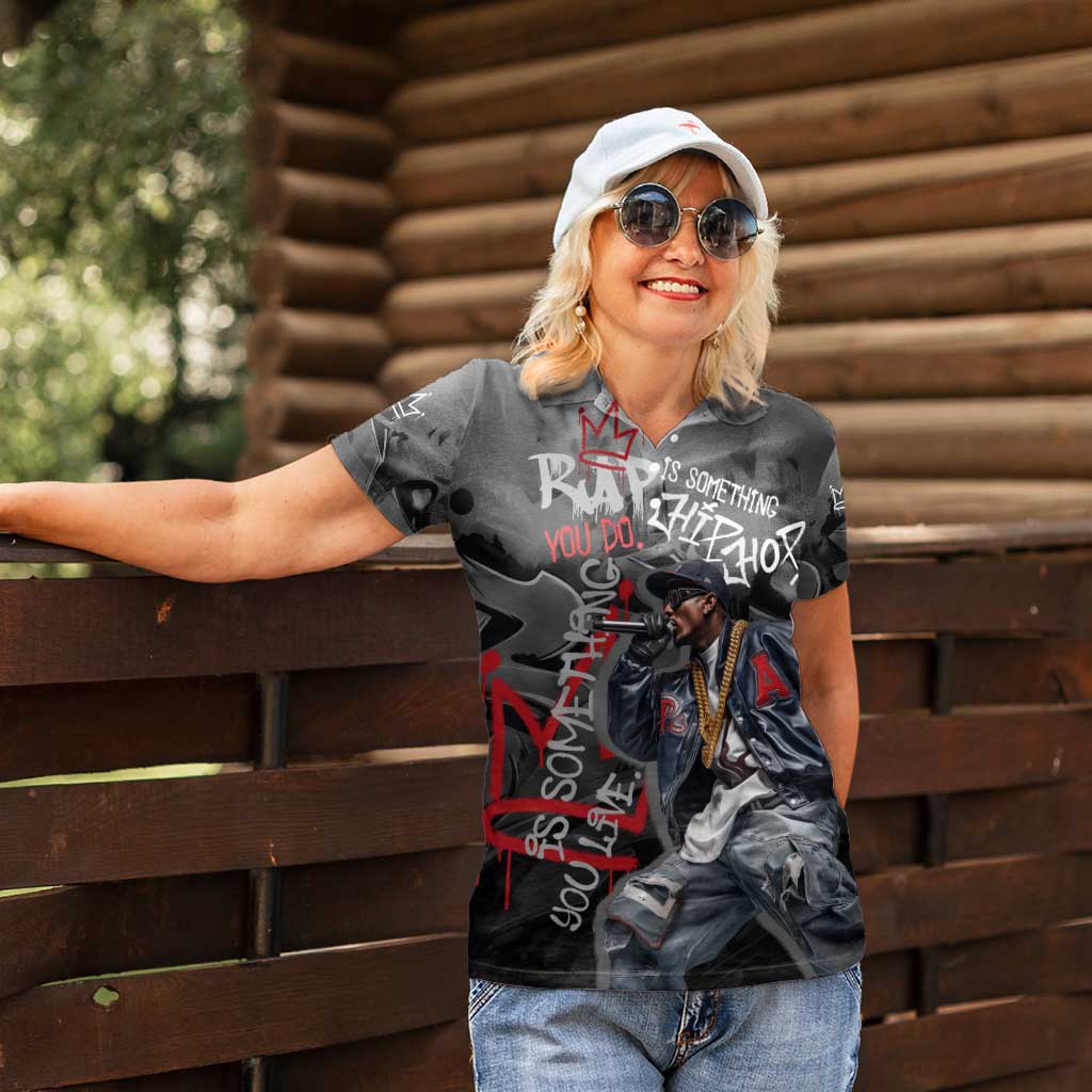 Rap Star Streetwear Women Polo Shirt with Graffiti Lettering and Hip Hop - Wonder Print Shop