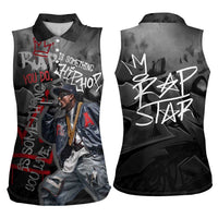Rap Star Streetwear Women Sleeveless Polo Shirt with Graffiti Lettering and Hip Hop - Wonder Print Shop