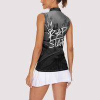 Rap Star Streetwear Women Sleeveless Polo Shirt with Graffiti Lettering and Hip Hop - Wonder Print Shop