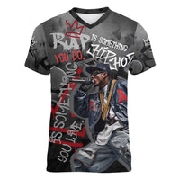 Rap Star Streetwear Women V-Neck T-Shirt with Graffiti Lettering and Hip Hop - Wonder Print Shop