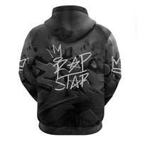 Rap Star Streetwear Zip Hoodie with Graffiti Lettering and Hip Hop - Wonder Print Shop
