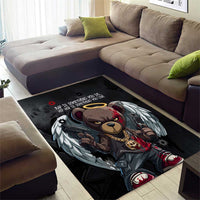 Hip Hop Streetwear Area Rug with Graffiti Boombox and Angel Bear Graphic in Urban Bullet Hole Design - Wonder Print Shop