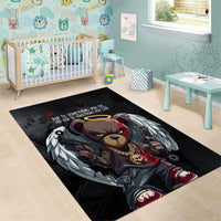 Hip Hop Streetwear Area Rug with Graffiti Boombox and Angel Bear Graphic in Urban Bullet Hole Design - Wonder Print Shop