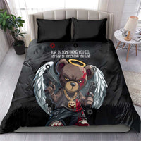 Hip Hop Streetwear Bedding Set with Graffiti Boombox and Angel Bear Graphic in Urban Bullet Hole Design - Wonder Print Shop