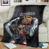Hip Hop Streetwear Blanket with Graffiti Boombox and Angel Bear Graphic in Urban Bullet Hole Design - Wonder Print Shop