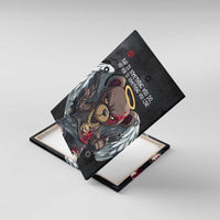 Hip Hop Streetwear Canvas Wall Art with Graffiti Boombox and Angel Bear Graphic in Urban Bullet Hole Design - Wonder Print Shop