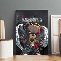 Hip Hop Streetwear Canvas Wall Art with Graffiti Boombox and Angel Bear Graphic in Urban Bullet Hole Design - Wonder Print Shop