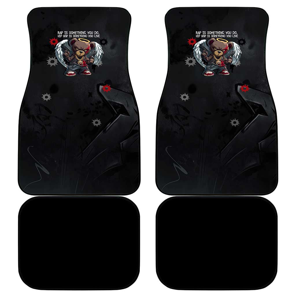 Hip Hop Streetwear Car Mats with Graffiti Boombox and Angel Bear Graphic in Urban Bullet Hole Design - Wonder Print Shop