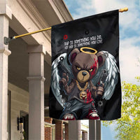 Hip Hop Streetwear Garden Flag with Graffiti Boombox and Angel Bear Graphic in Urban Bullet Hole Design - Wonder Print Shop