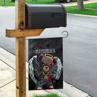 Hip Hop Streetwear Garden Flag with Graffiti Boombox and Angel Bear Graphic in Urban Bullet Hole Design - Wonder Print Shop